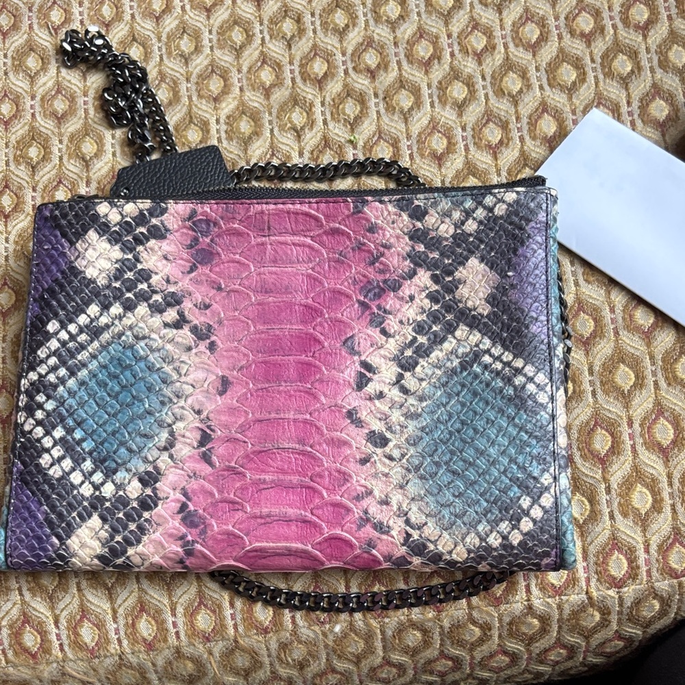 Coach Embossed Python Snake Skin Pink and Black Purse. - Picture 11 of 13
